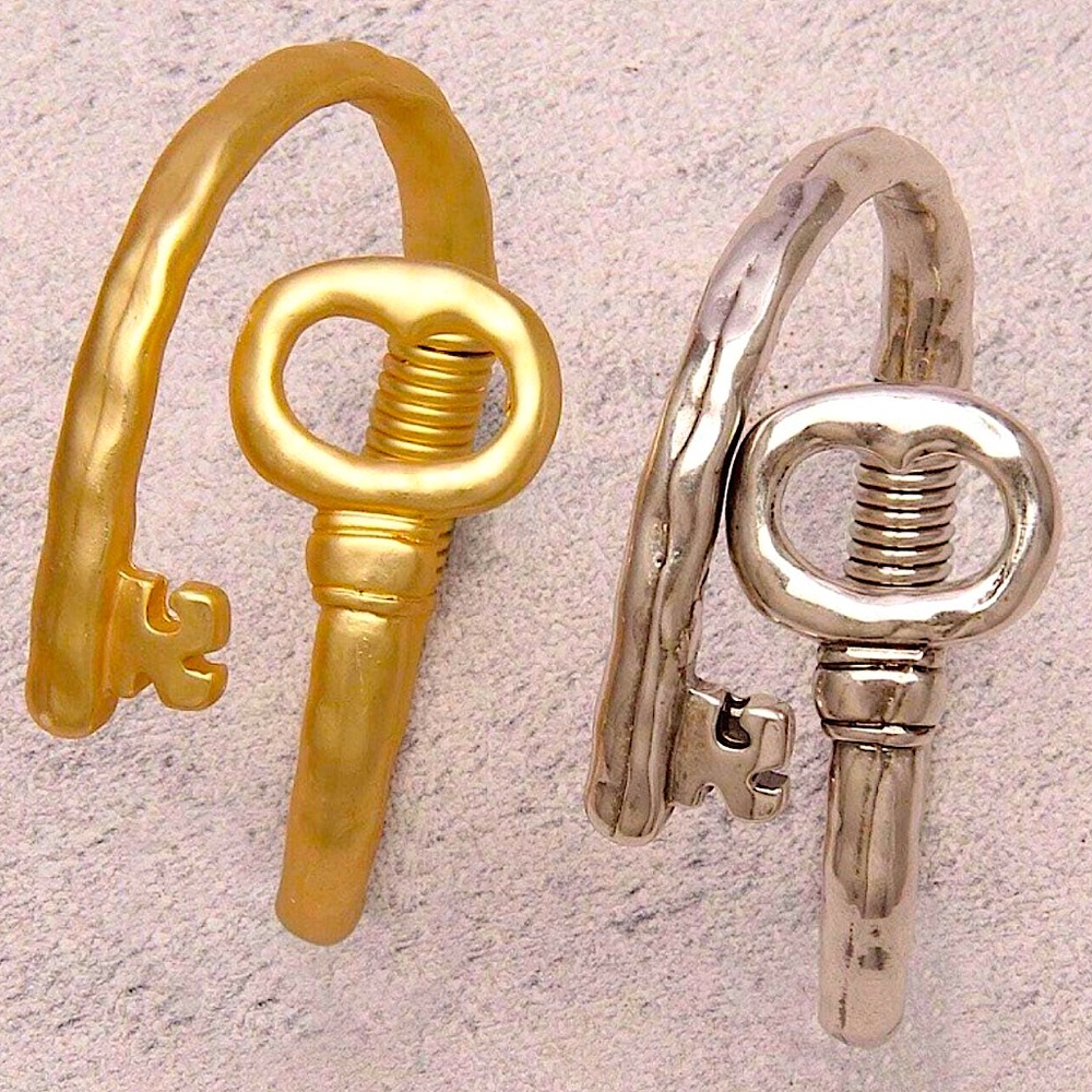 Gold Plated Key Lock Bangle Bracelet